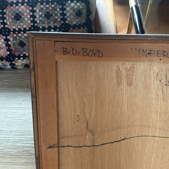 Abstract Purple textured Art Piece by Boyd wood framed on board - Picture 4 of 12